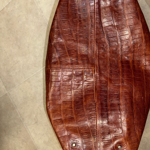 Vintage Y2K Furla Brown Croc-Embossed Genuine Leather Tote Bag - Picture 6 of 14